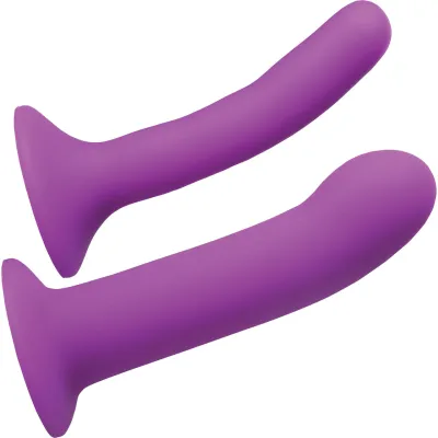 Strap U Incurve Silicone G Spot Duo Suction Cup Dildo Set Purple