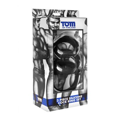 3 Piece Silicone Cock Ring Set Black Vibrating Penis Ring