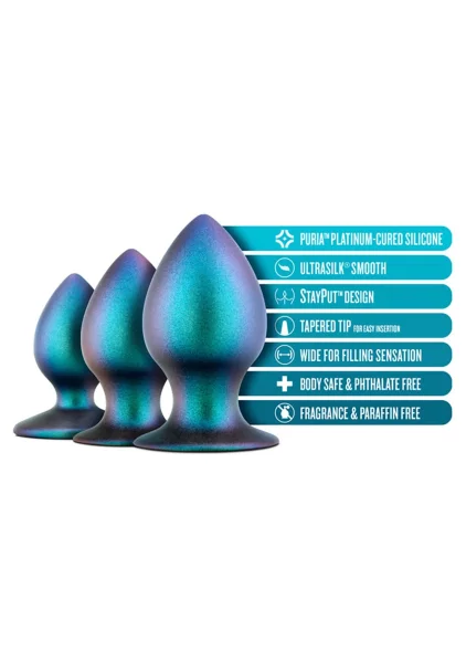 Anal Adventures Matrix Metaverse Silicone 3 Piece Butt Plug Kit By Blush - Dark Millenia