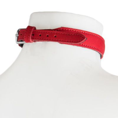 Bondara Red Nubuck Leather Classic Collar