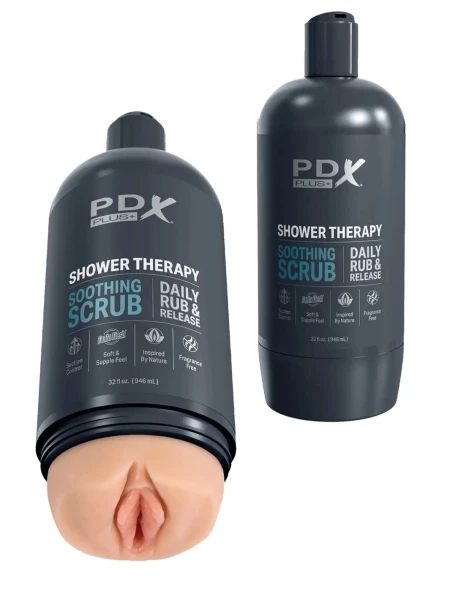 PDX Plus Shower Therapy Soothing Scrub Discreet Penis Stroker By Pipedream - Vanilla
