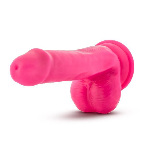 Neo Elite 6in Silicone Dual Density Cock with Balls Neon Pink — image 4 of 6