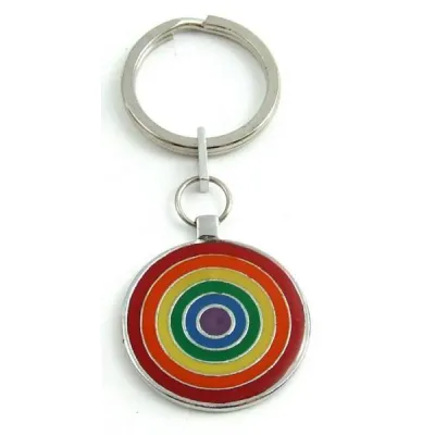 Gaysentials Rainbow Pewter Key Chain Circles