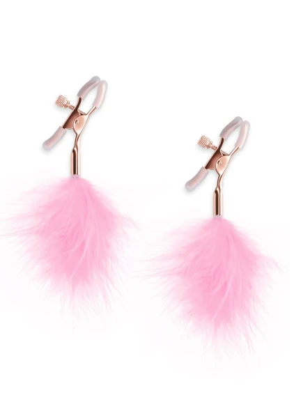 Bound Adjustable F1 Feather Nipple Clamps by NS Novelties - Rose Gold & Black