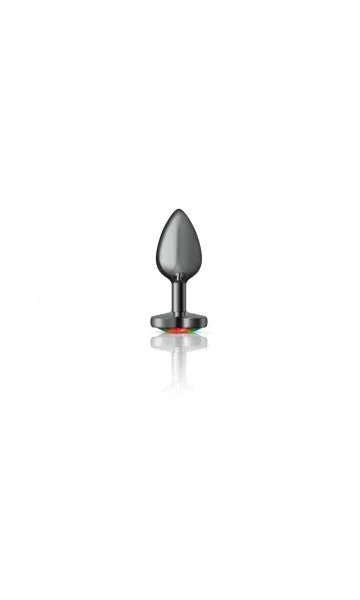 Cheeky Charms Gunmetal Grey Butt Plug with Rainbow Heart Gem — image 4 of 8
