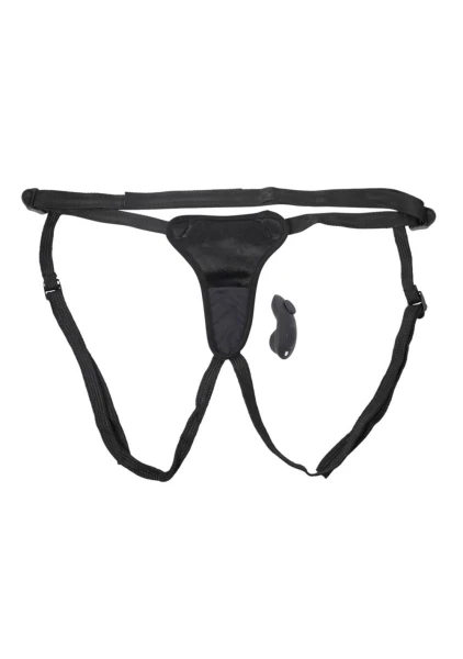 Hidden Pocket Strap-On with Remote Control Vibrator