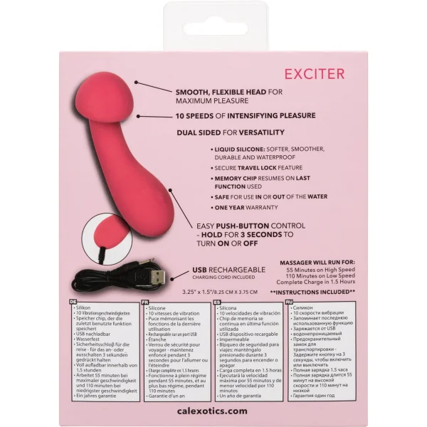 Liquid Silicone Pixies Exciter Rechargeable Waterproof Vibrator By CalExotics - Pink