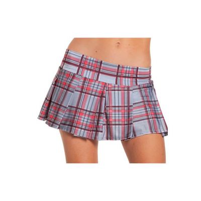 Plaid Pleated School Girl Mini Skirt Grey M l