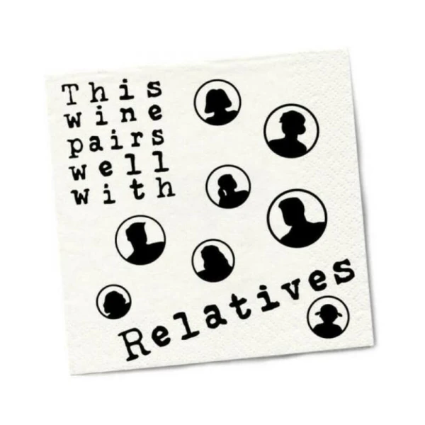 Games & Novelty: Twisted Wares Wine Pairs Well With Relatives Napkins 20-pack