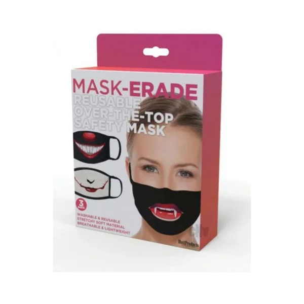 Maskerade Masks - Joker/pennywise/vampire - 3-pack