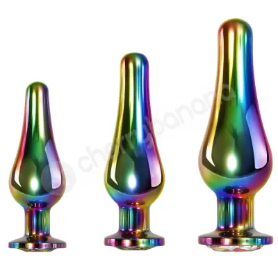 Evolved Rainbow Metal Anal Plug 3 Piece Set