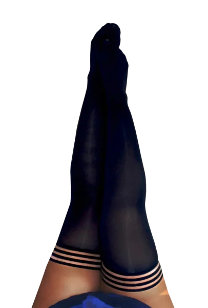 Kix'ies Danielle Black Opaque Thigh Highs