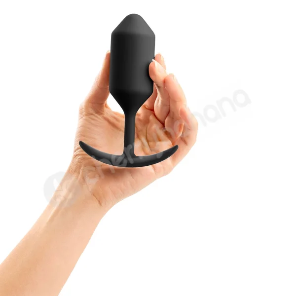 B-vibe Snug Plug 3 Black 5.1" Silicone Weighted Wearable Butt Plug