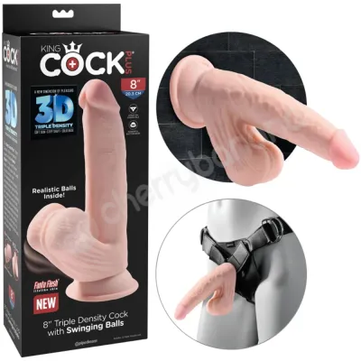 King Cock Plus 8 3D Triple Density Dildo With Swinging Balls