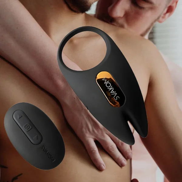 SVAKOM Winni 2 App Enabled Silicone Rechargeable Vibrating Cock Ring With Remote - Black