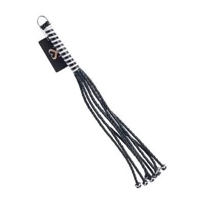 Bound X Braided Leather Cat O Nine Tails White Black