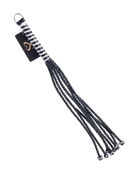 Bound X Braided Leather Cat O Nine Tails - White / Black