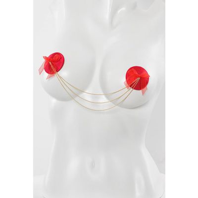 Coquette Love Note Round Pasties with Chains