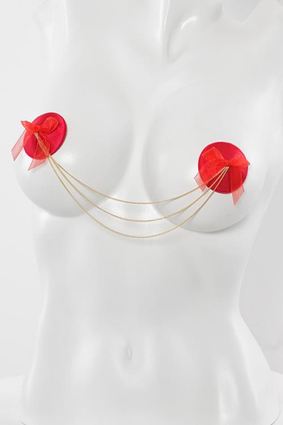 Coquette Love Note Round Pasties with Chains