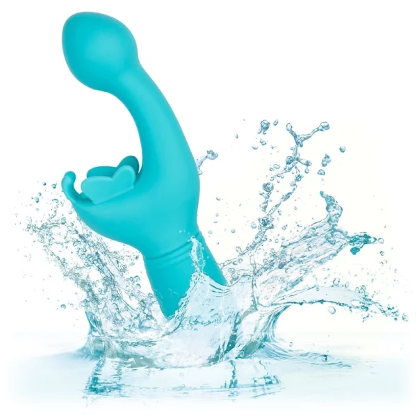 Butterfly Kiss Silicone Rechargeable Waterproof Dual-Stimulation Vibrator By CalExotics - Blue