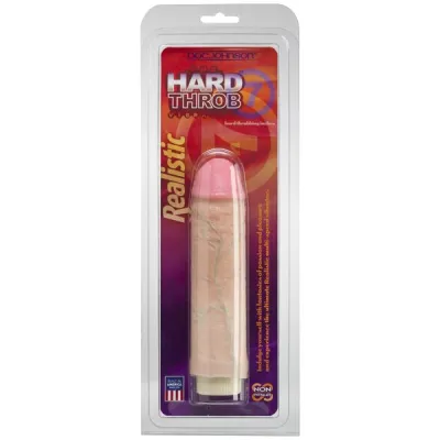 Hard Throb Realistic Vibrator With Sleeve 7 Inches Beige