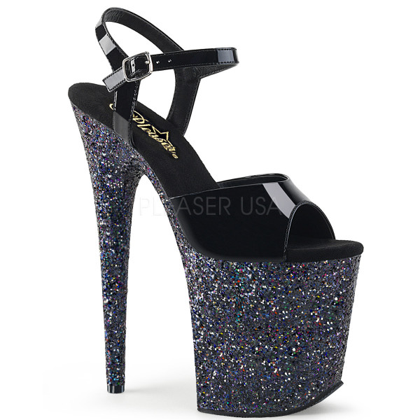8 inches Heel, 4 inches PF Ankle Strap Sandal w/ Glitter Bottom — image 13 of 24