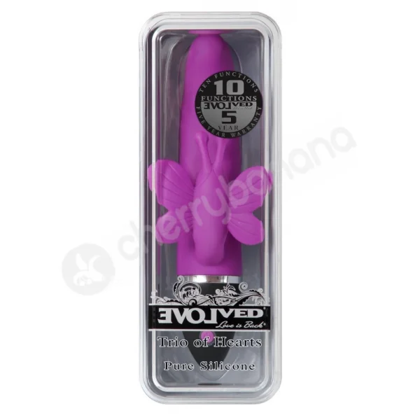 Trio Of Hearts Purple Lush Butterfly Vibrator