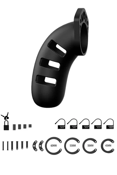 Shots Toys Large Black Silicone Cock Cage with Metal Lock