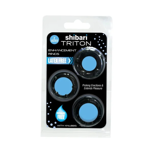 Shibari Triton Enhancement Pleasure Rings With Knubbs 3pk Black — image 8 of 9