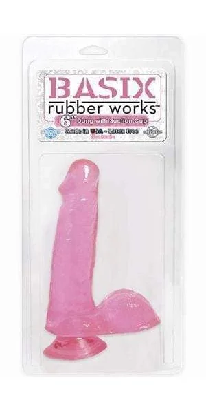Basix Rubber Works - 6 Inch Dong With Suction Cup - Pink