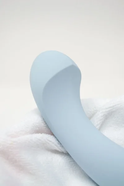 Arc Silicone Waterproof Rechargeable G-Spot Vibrator By Dame - Ice Blue