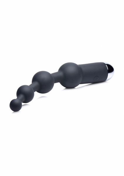 10x Silicone Anal Balls - Black - Vibrating Anal Beads