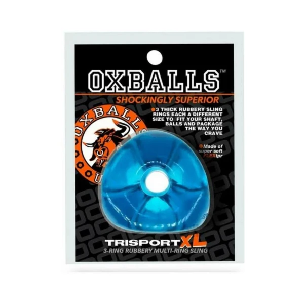 Extreme Bondage Gear:  Oxballs Tri-sport Xl Thicker 3-ring Sling Space Blue