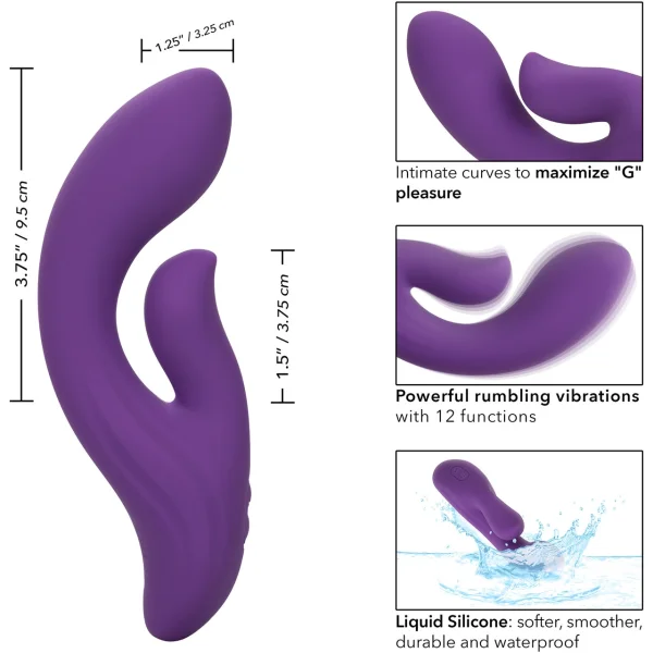 Stella Liquid Silicone Dual Pleaser Rechargeable Waterproof Rabbit Style Vibrator By CalExotics - Purple