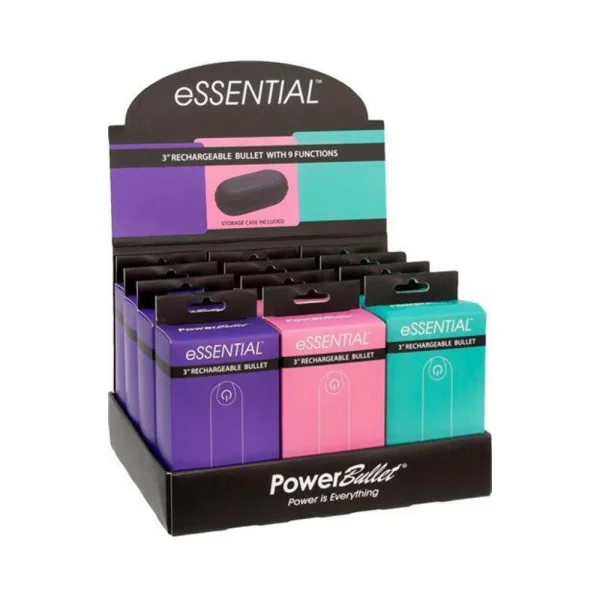 Power Bullet Essential 3 inches Rechargeable Bullets Vibrator Display 12 Count