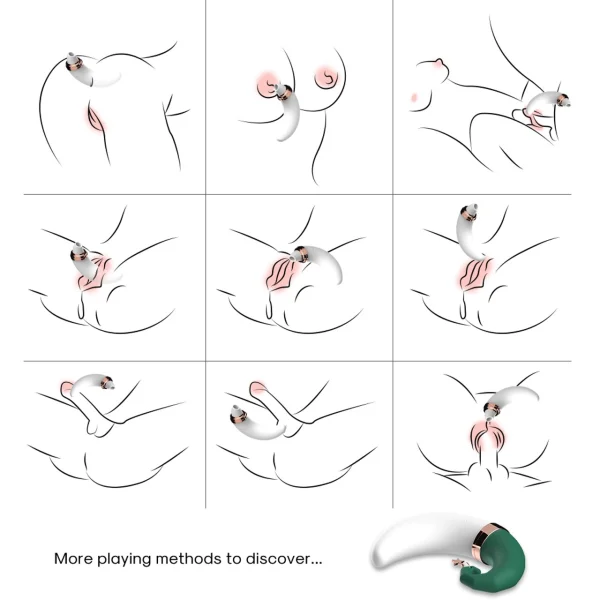 Happy Moon Rechargeable Pleasure Air Clitoral Stimulator With G-Spot Vibrator - Green