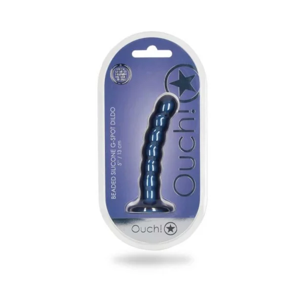 Realistic Dildos: Shots Ouch! Beaded Silicone 5 In. G-spot Dildo Metallic Blue