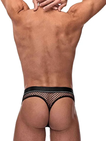 Cock Pit Net Cock Ring Thong - L- XL - Black