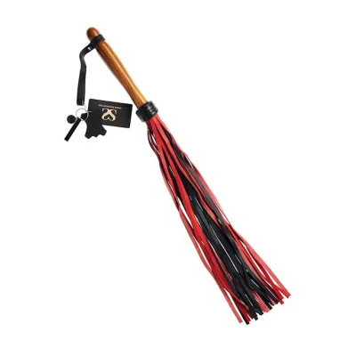 Bound X Calf Leather Flogger With Wooden Handle
