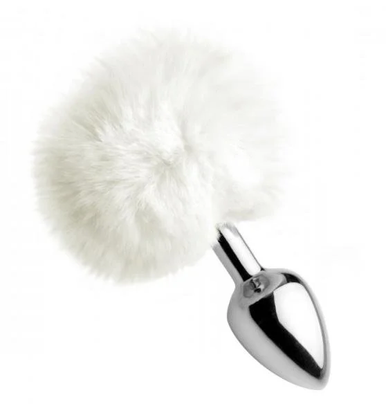 White Fluffy Bunny Tail Anal Plug — image 6 of 8