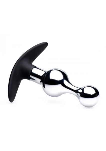 Dark Drop Metal and Silicone Beaded Anal Plug