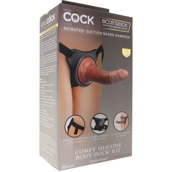 King Cock Comfy Silicone Body Dock Kit And 7 Inch Dildo