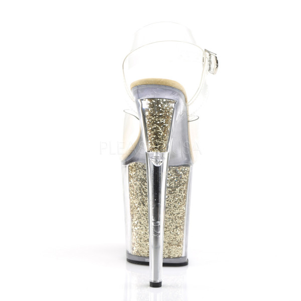 8 inches Heel, 4 inches PF Ankle Strap Sandal W/Glitter Filled Bottom — image 8 of 16
