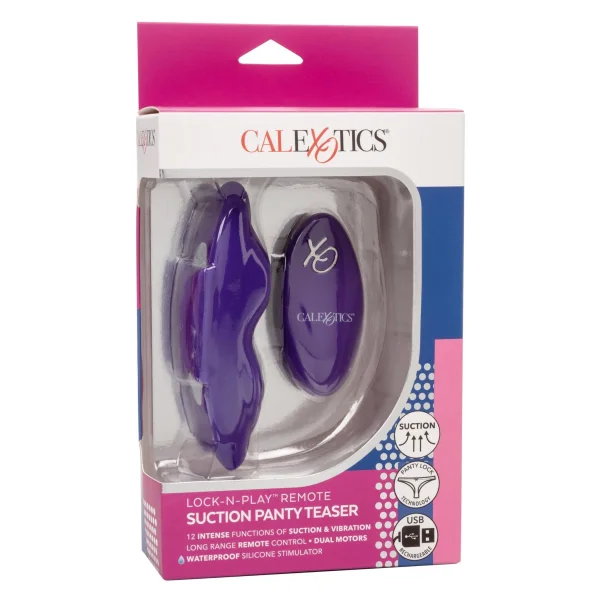 Lock-N-Play Remote Suction Rechargeable Silicone Panty Teaser With Remote By CalExotics - Purple