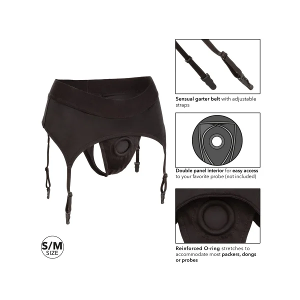 Boundless Thong With Garter - S-m - Black