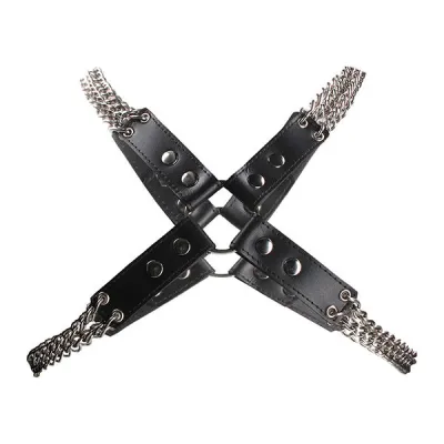 Ouch Chain And Chain Bonded Leather Harness