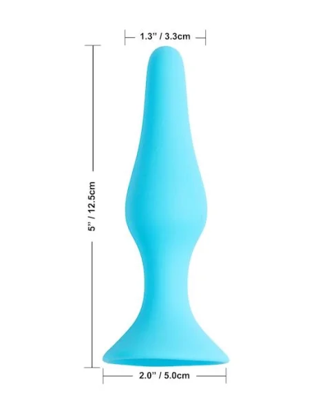 Share Satisfaction Large Silicone Butt Plug - Aqua - Large