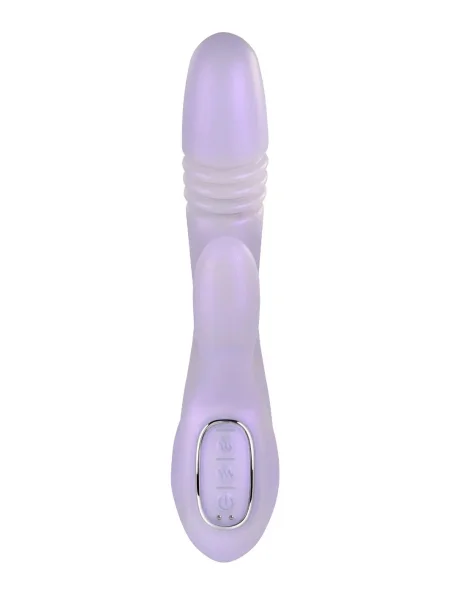 Playboy Pleasure Bumping Bunny Warming Rechargeable Silicone Thrusting Rabbit Vibrator - Lavender