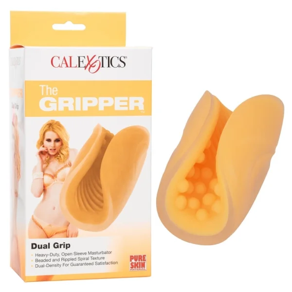 The Gripper Dual Grip Penis Masturbator By CalExotics - Orange