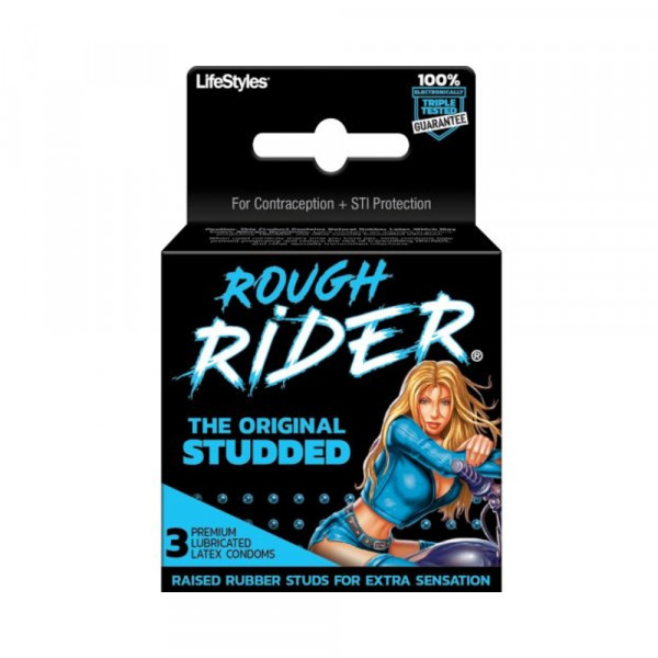 Rough Rider Studded Latex Condoms 3 Pack